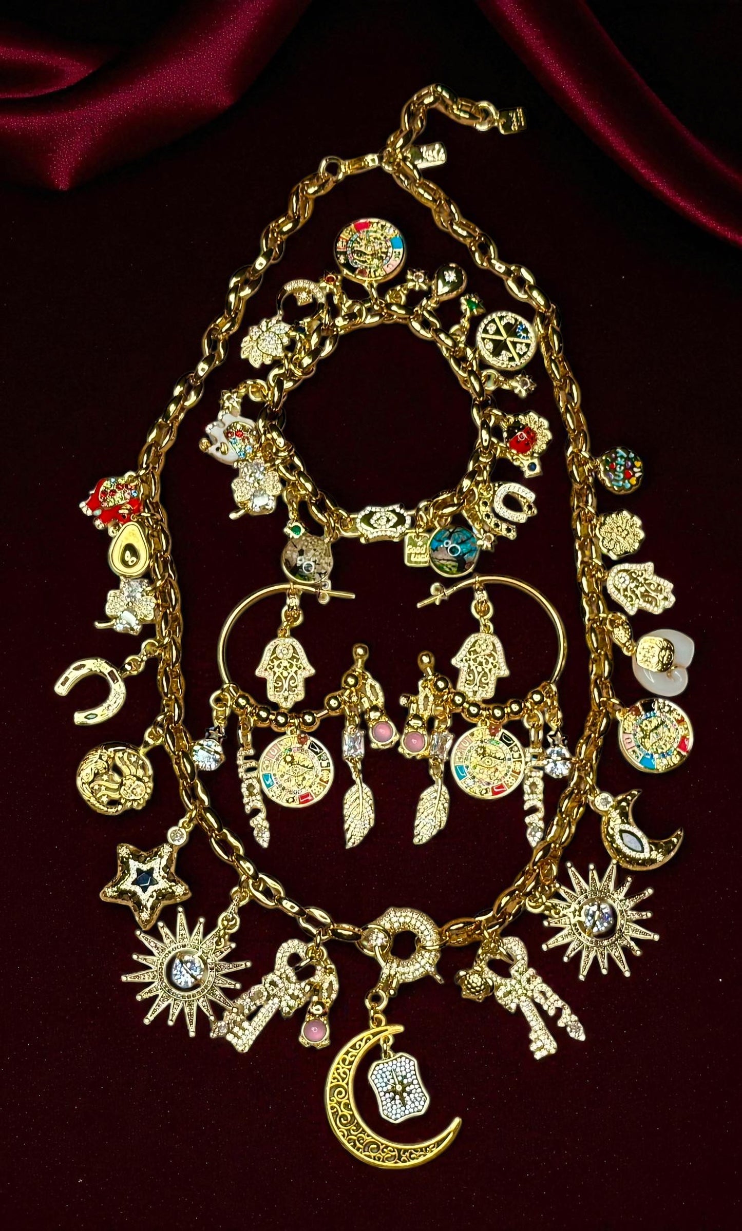Design Your Own Custom Charm Jewelry Set- Necklace, Bracelet, & Earrings