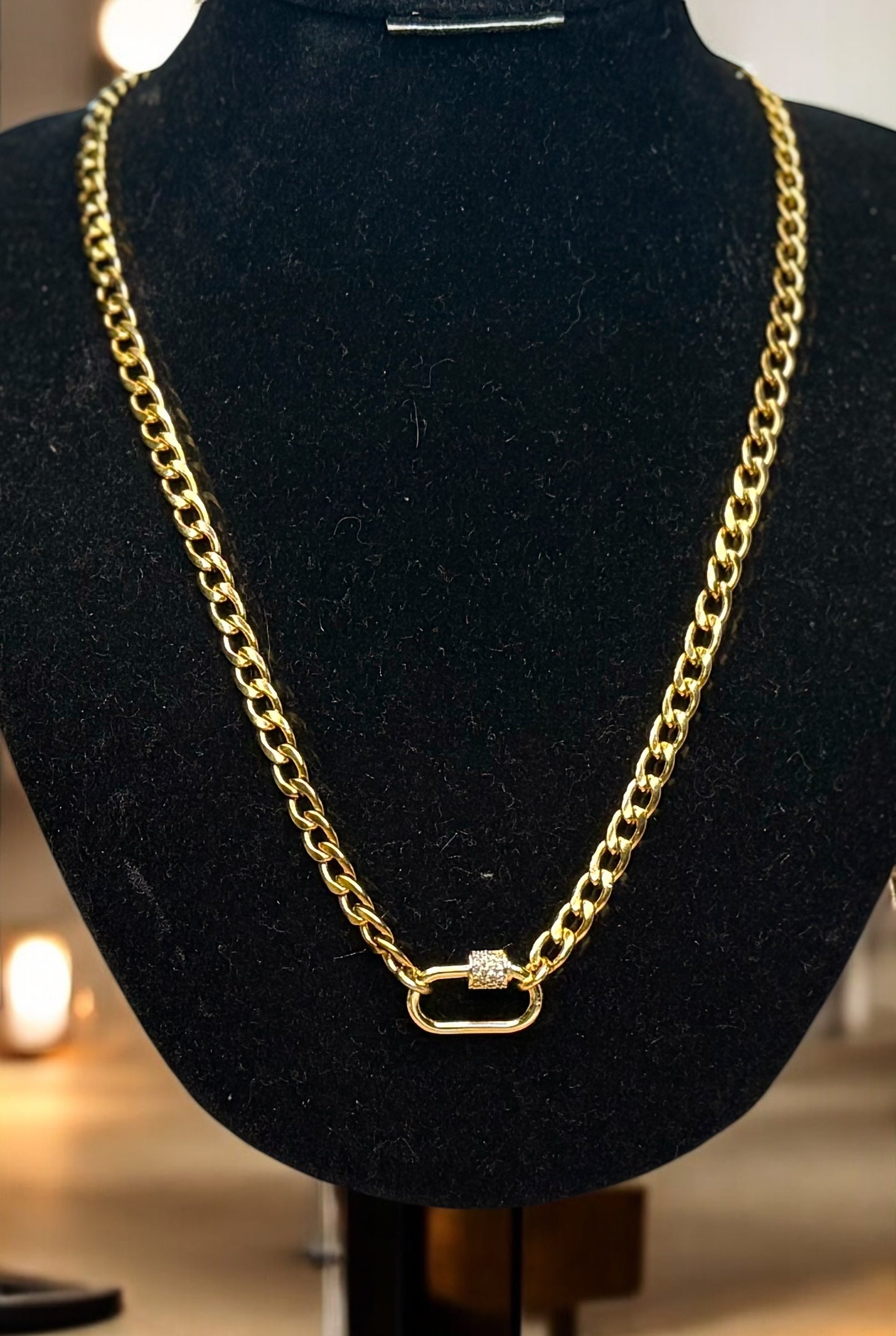Custom_Carabiner_Charm_Necklace_1-20_Charms_18_Karat_Plated_Gold_Stainless_Steel_Custom_Length_Back_Closure_PearlEnvy_