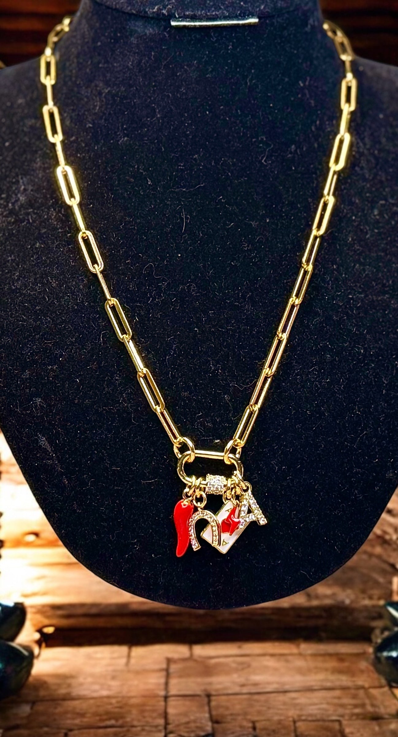 Custom_Carabiner_Charm_Necklace_1-20_Charms_18_Karat_Plated_Gold_Stainless_Steel_Custom_Length_Back_Closure_PearlEnvy_