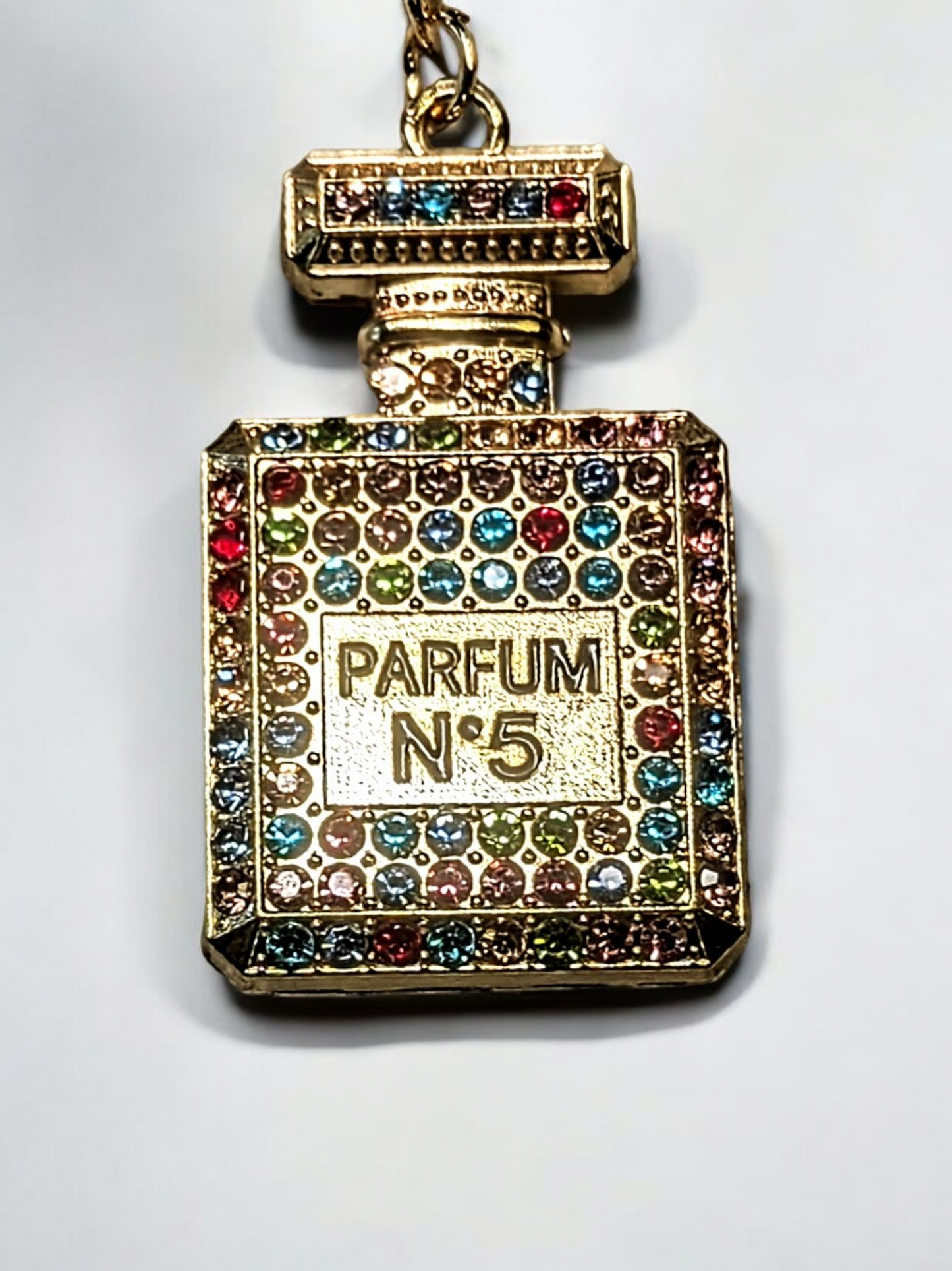 Faux Pearl Sparkling N°5 Parfum Bottle Charm Key Chain or Handbag Accessory Custom Handmade