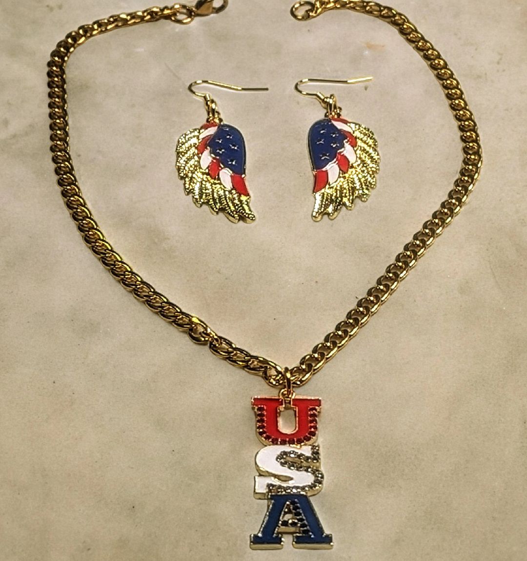 Independence Day Charm Jewelry Set Custom Handmade