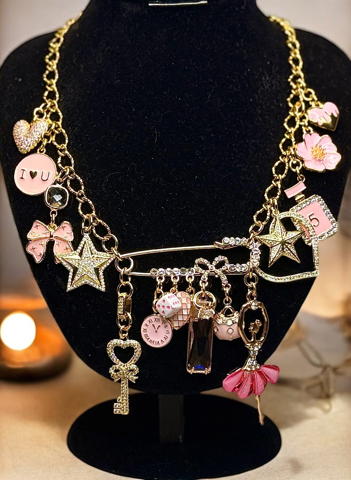Broachless - Brooch Necklace - 18 Stainless Steel - 18 Karat Plated - Add 1 - 25+ Charms - 18 Karat Gold Filled Chain Option Available