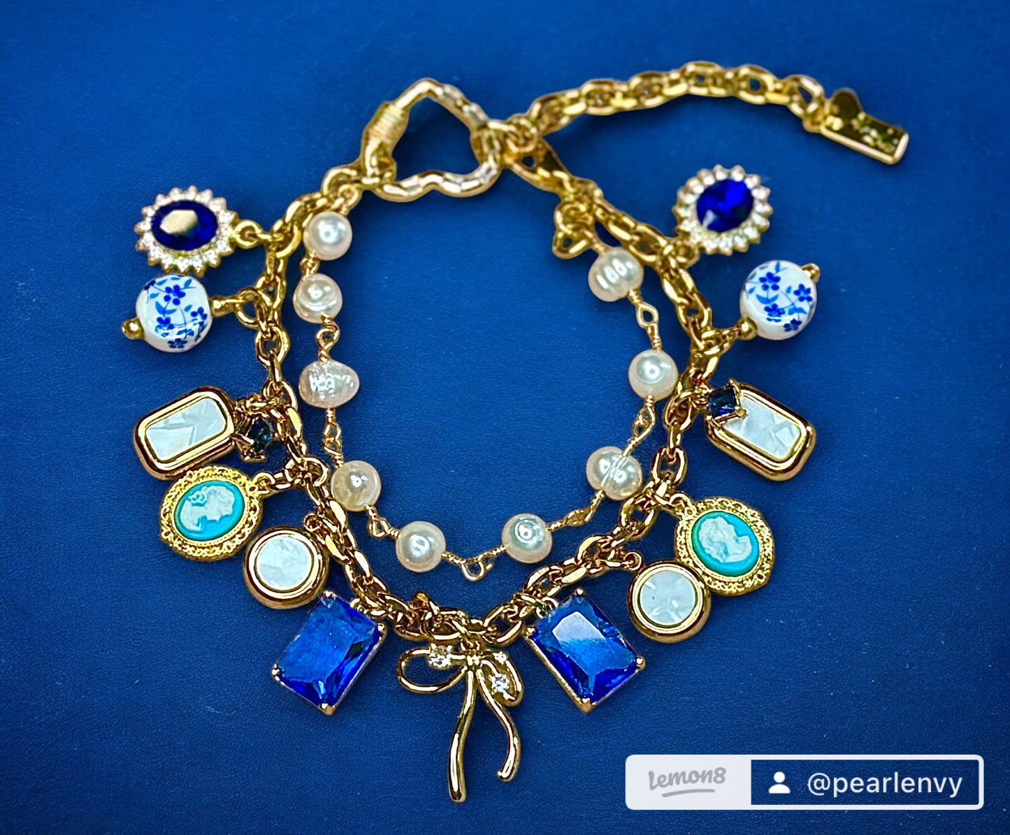 Design Your Own Custom Handmade Charm Bracelet or Anklet- 18 Karat Gold Plated-Stainless Steel- 3 to 20 Charms- 3 charms Included In Base Price Double Layer Option- Carabiner or Toggle Option