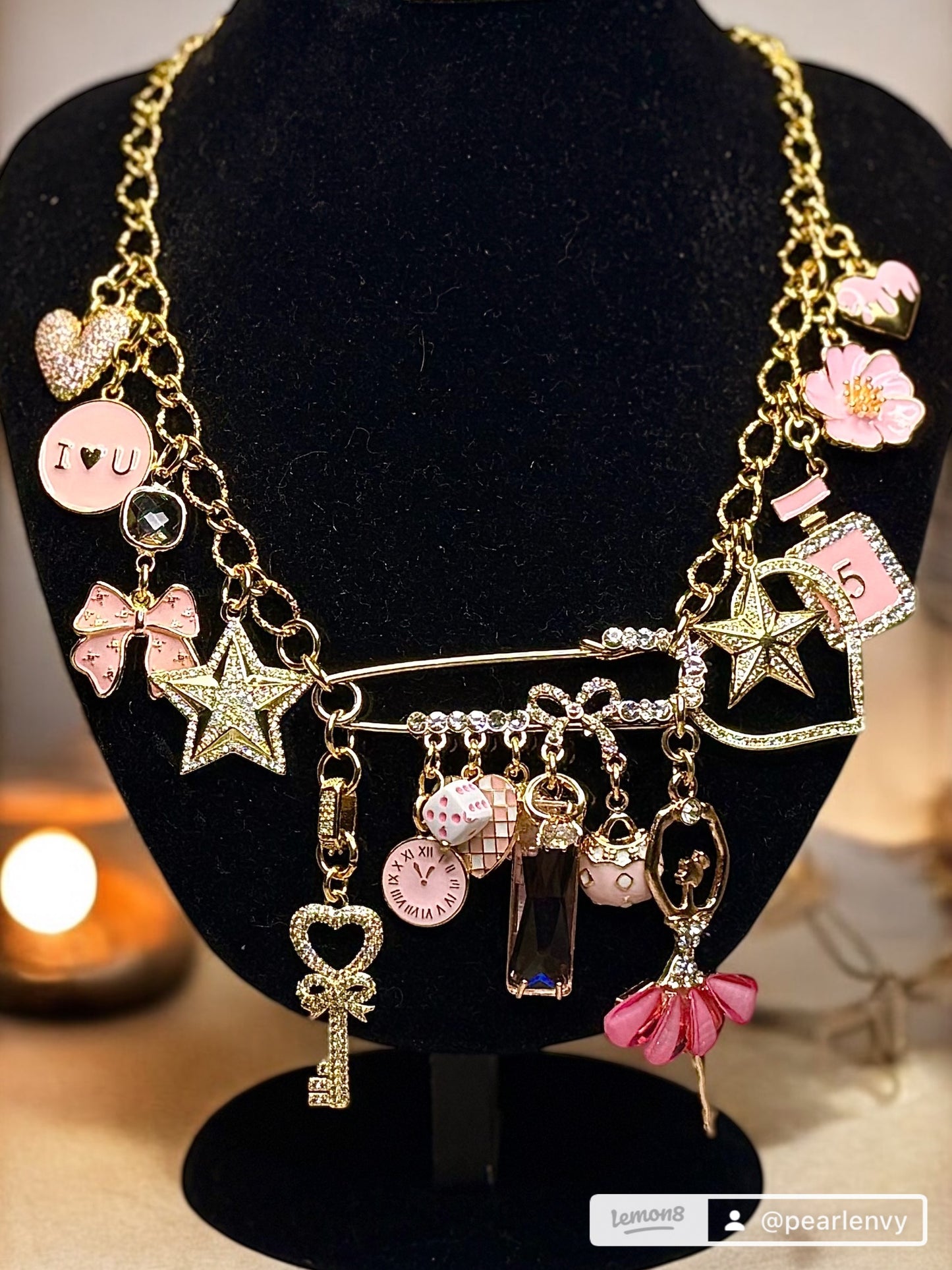 Broachless - Brooch Necklace - 18 Stainless Steel - 18 Karat Plated - Add 1 - 25+ Charms - 18 Karat Gold Filled Chain Option Available