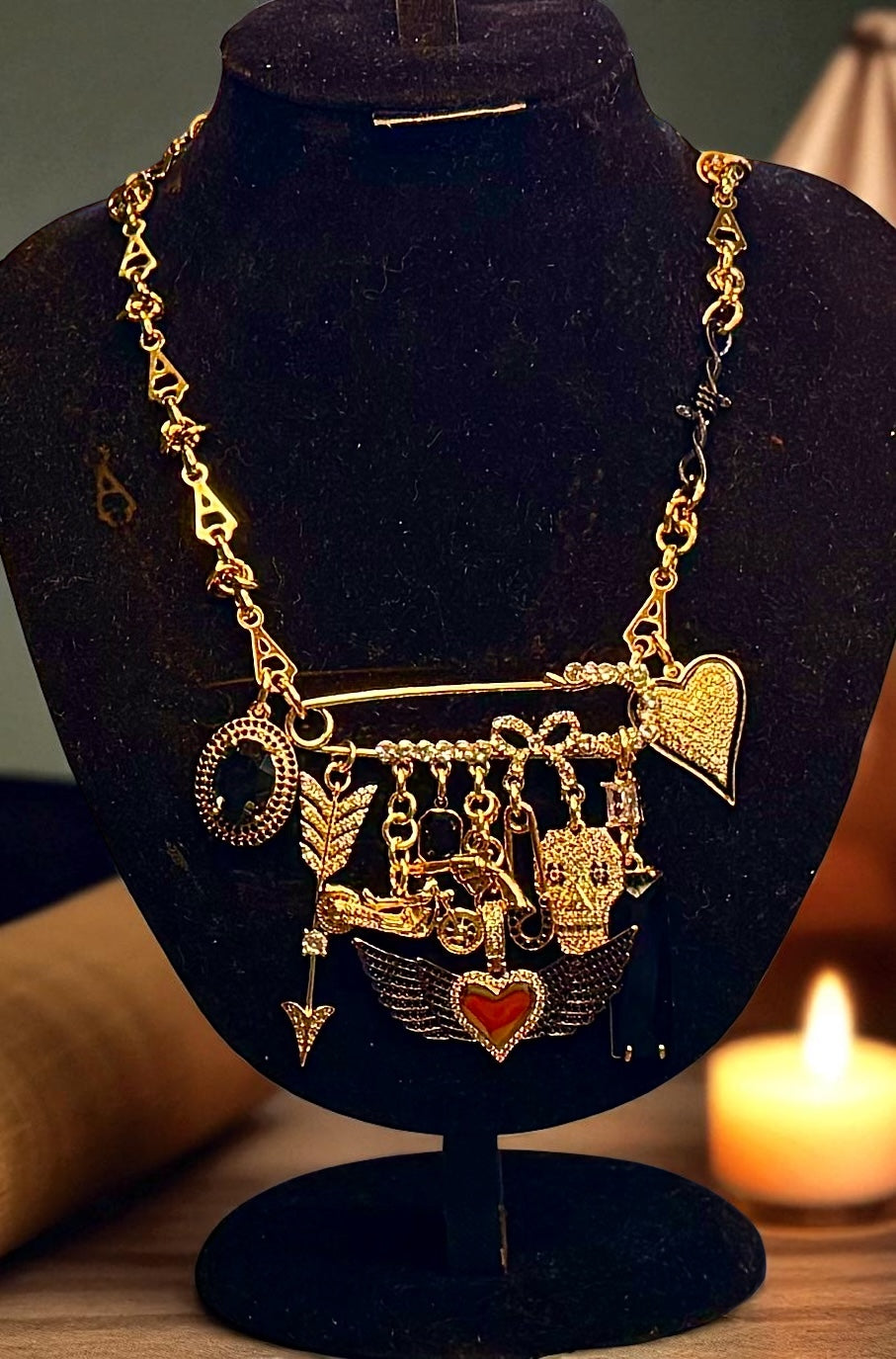 Broachless - Brooch Necklace - 18 Stainless Steel - 18 Karat Plated - Add 1 - 25+ Charms - 18 Karat Gold Filled Chain Option Available