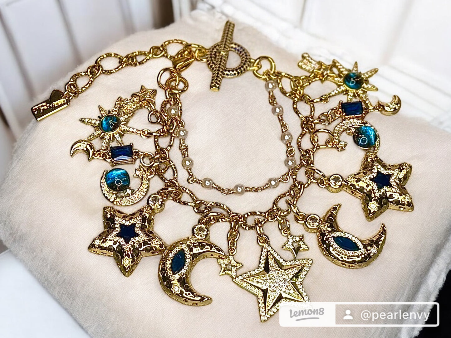Design Your Own Custom Handmade Charm Bracelet or Anklet- 18 Karat Gold Plated-Stainless Steel- 3 to 20 Charms- 3 charms Included In Base Price Double Layer Option- Carabiner or Toggle Option