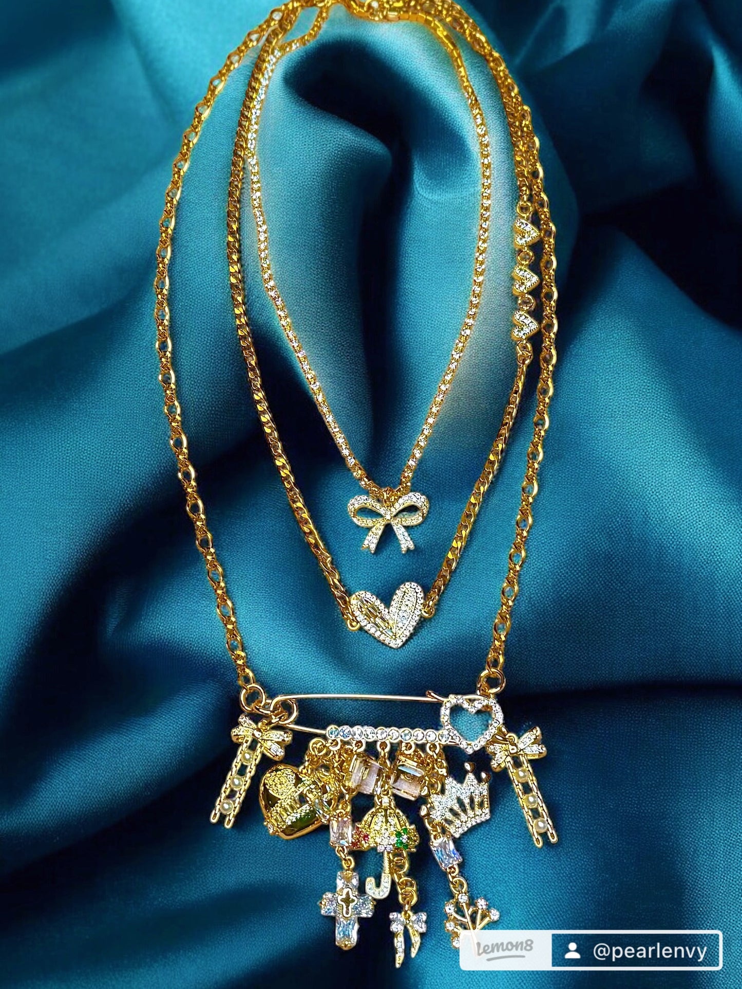 Broachless - Brooch Necklace - 18 Stainless Steel - 18 Karat Plated - Add 1 - 25+ Charms - 18 Karat Gold Filled Chain Option Available