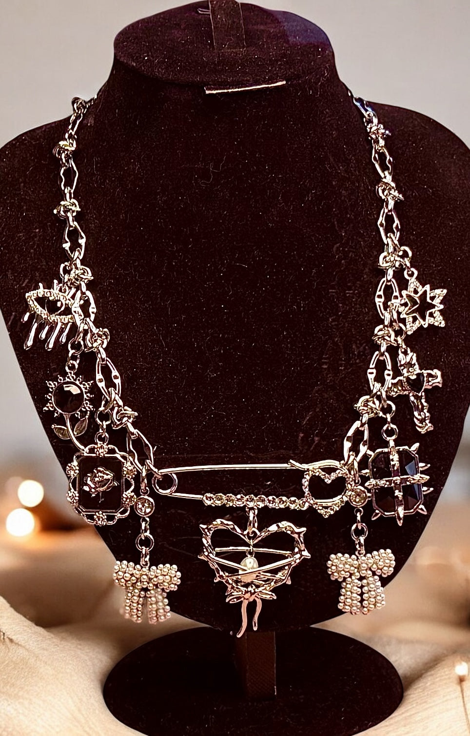 Broachless - Brooch Necklace - 18 Stainless Steel - 18 Karat Plated - Add 1 - 25+ Charms - 18 Karat Gold Filled Chain Option Available