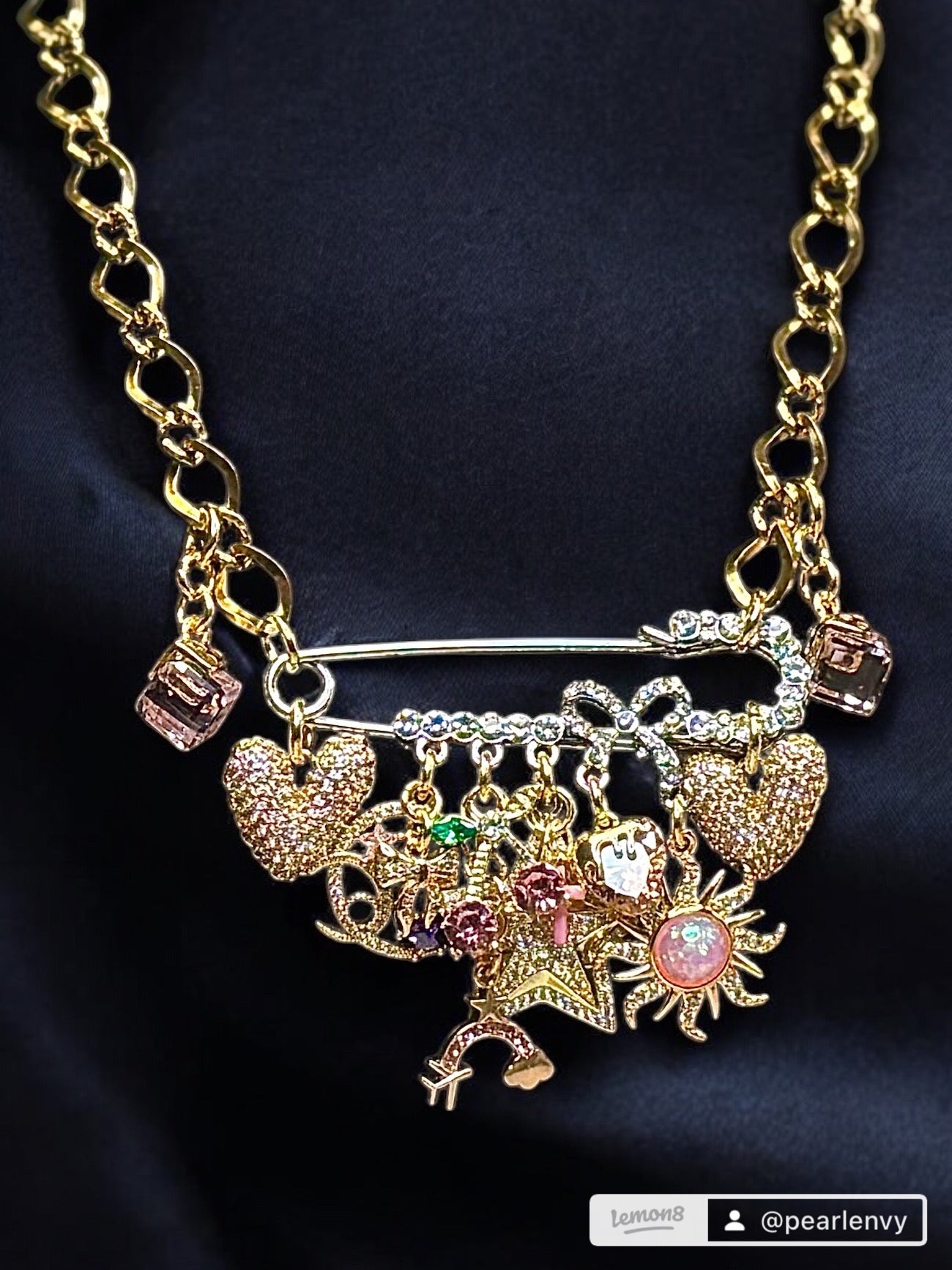 Broachless - Brooch Necklace - 18 Stainless Steel - 18 Karat Plated - Add 1 - 25+ Charms - 18 Karat Gold Filled Chain Option Available
