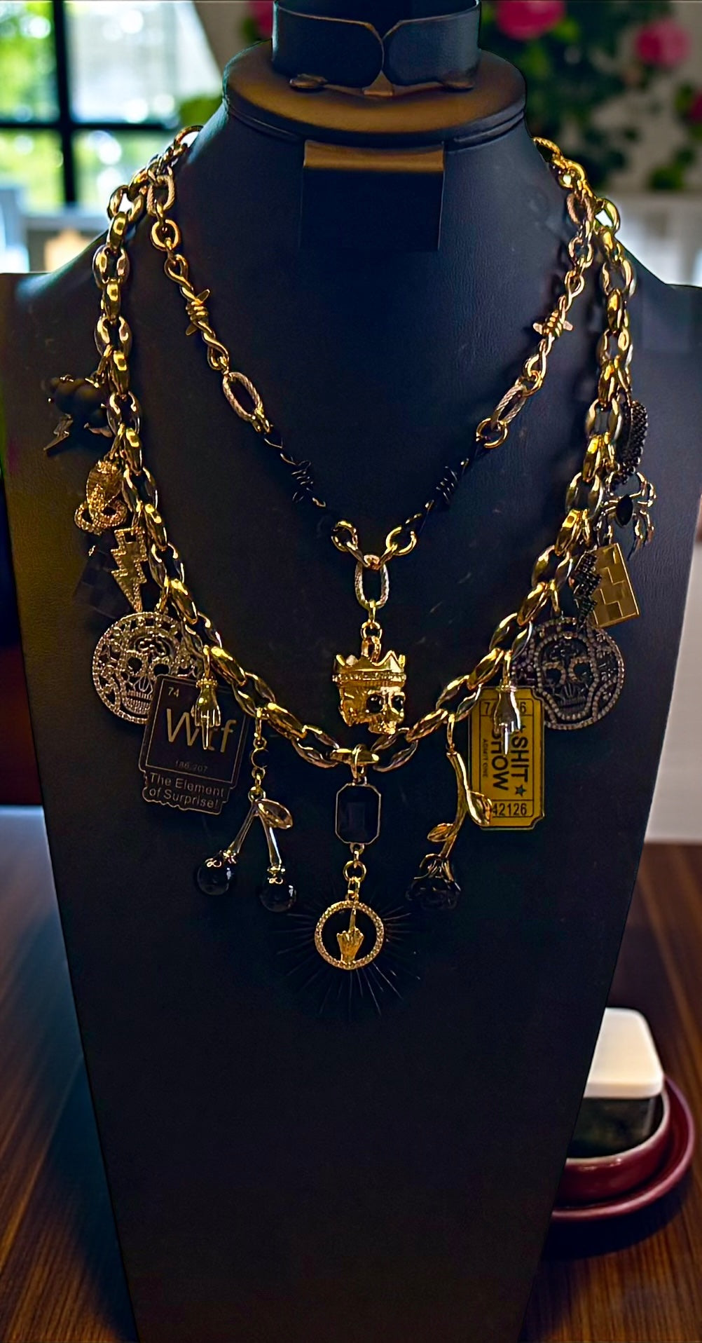 Design Your Own Custom Rhinestone Layered Charm Necklace- 3-20 Charms- Up To 3 Layers- Carabiner Option Add On