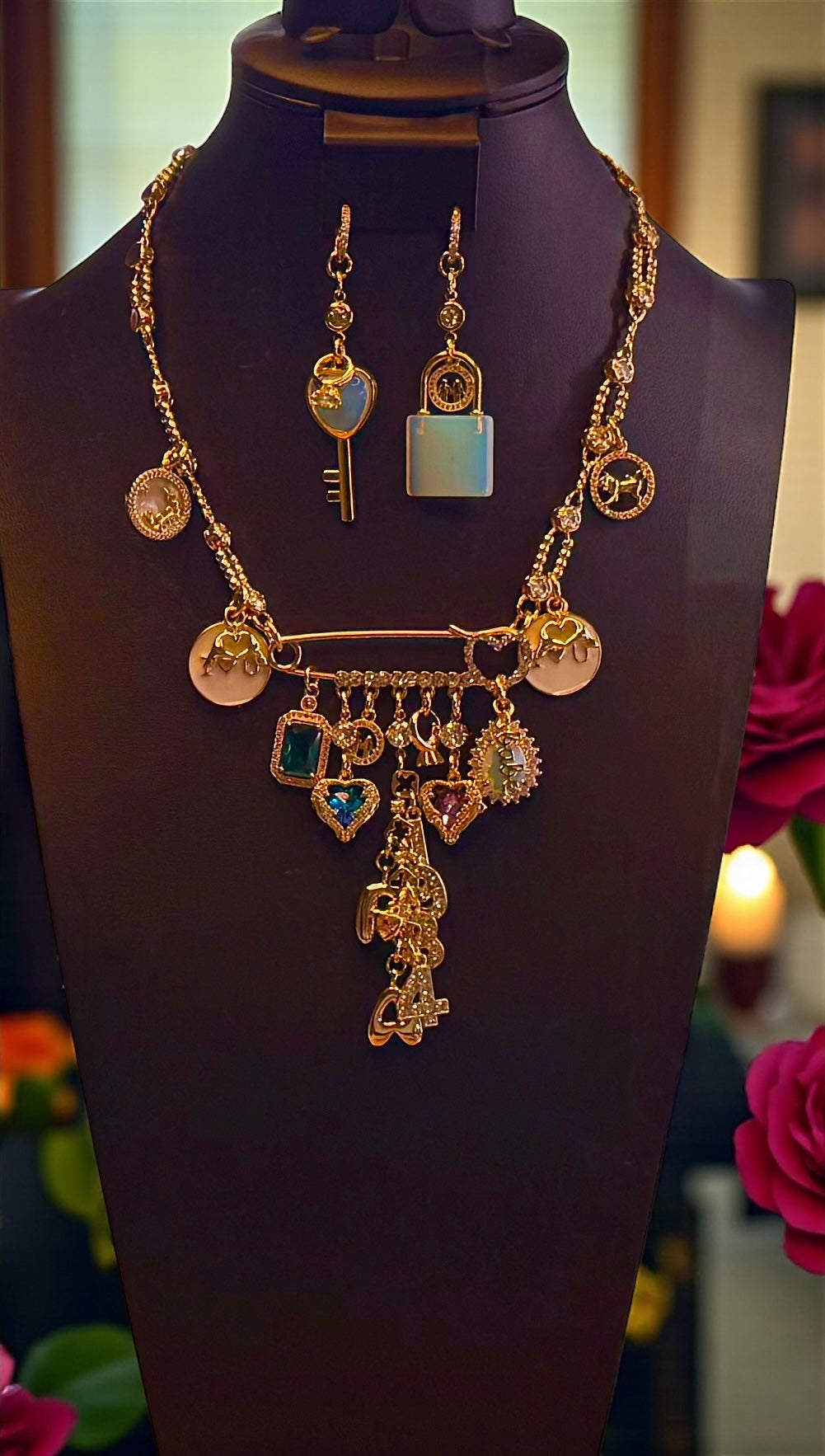 Broachless - Brooch Necklace - 18 Stainless Steel - 18 Karat Plated - Add 1 - 25+ Charms - 18 Karat Gold Filled Chain Option Available