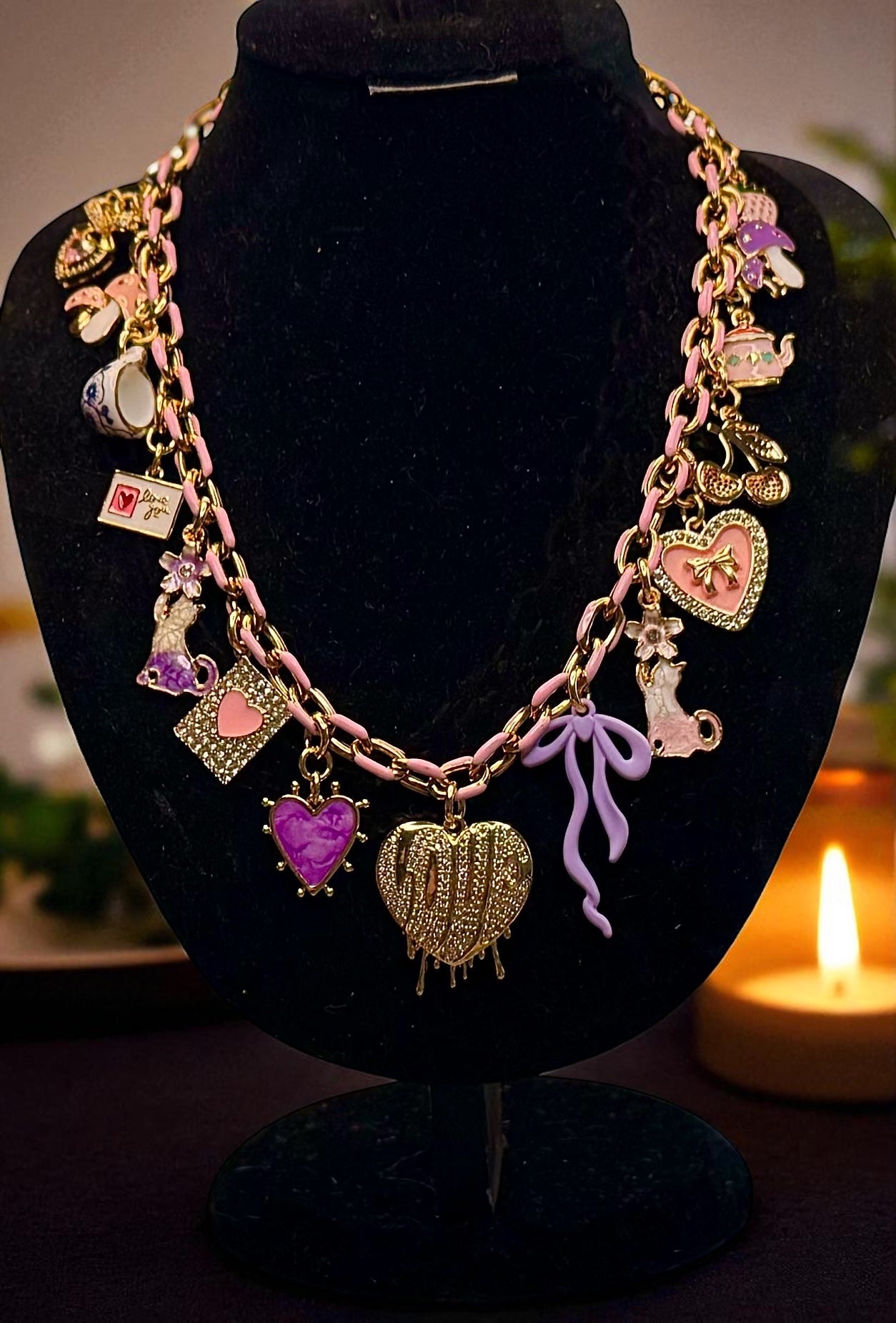 Design Your Own Custom Charm Necklace- Add 1 — 20 + Charms- 18 Karat Plated Gold- Stainless Steel- Mixed Metal- In 16”- 18”- 21” lengths or choose a Custom Length
