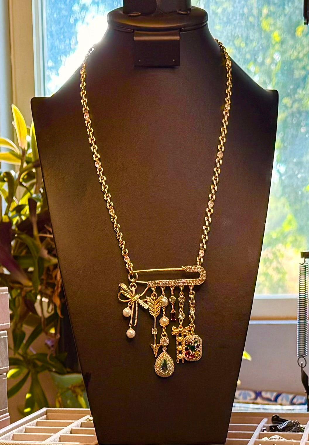 Broachless - Brooch Necklace - 18 Stainless Steel - 18 Karat Plated - Add 1 - 25+ Charms - 18 Karat Gold Filled Chain Option Available