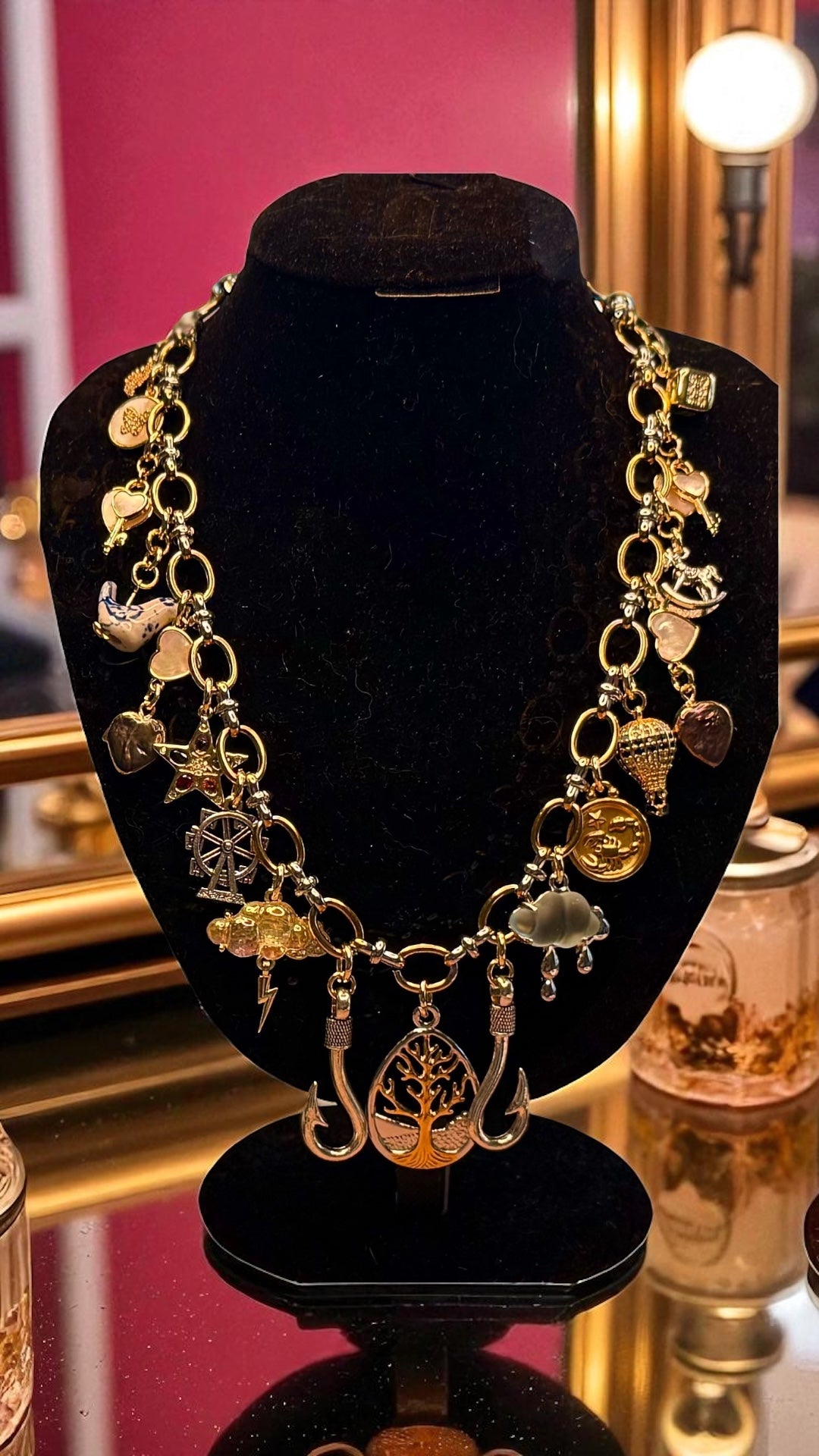 Design Your Own Custom Charm Necklace- Add 1 — 20 + Charms- 18 Karat Plated Gold- Stainless Steel- Mixed Metal- In 16”- 18”- 21” lengths or choose a Custom Length