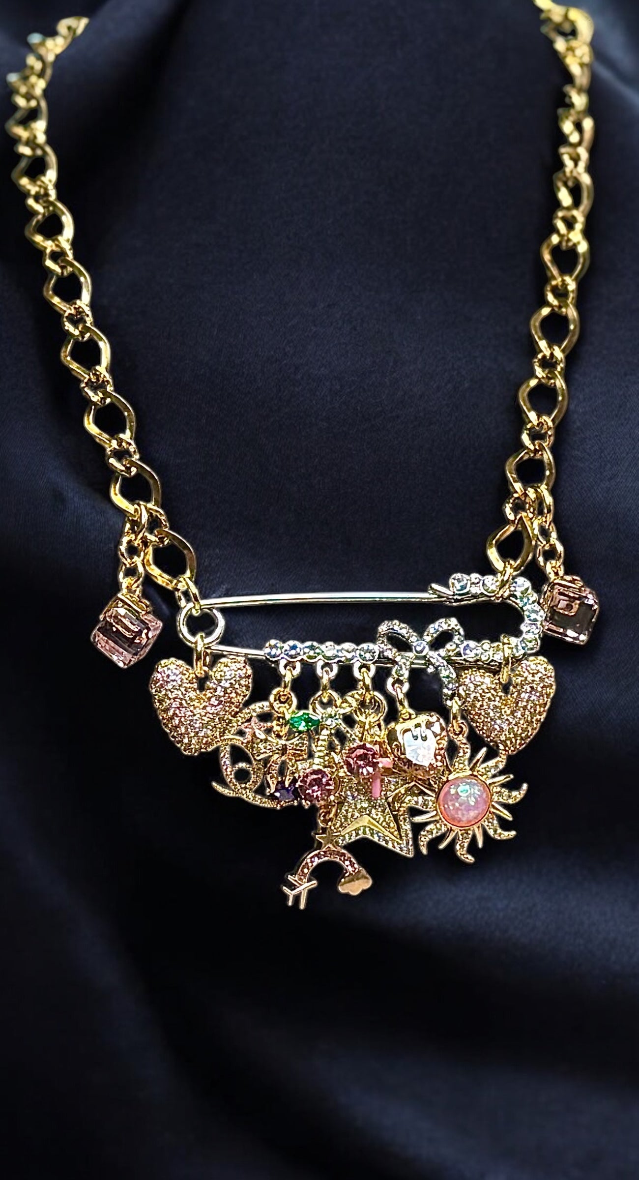 Broachless - Brooch Necklace - 18 Stainless Steel - 18 Karat Plated - Add 1 - 25+ Charms - 18 Karat Gold Filled Chain Option Available